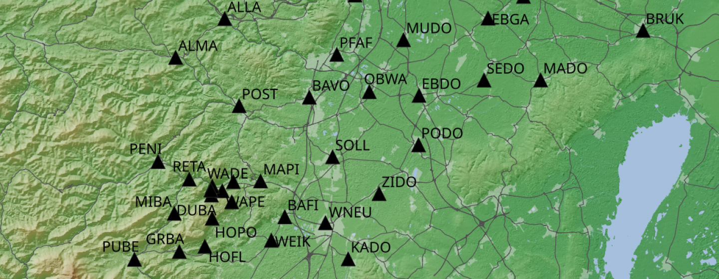 Karte der Stationen des MSS Netzwerks im südlichen Wiener Becken.