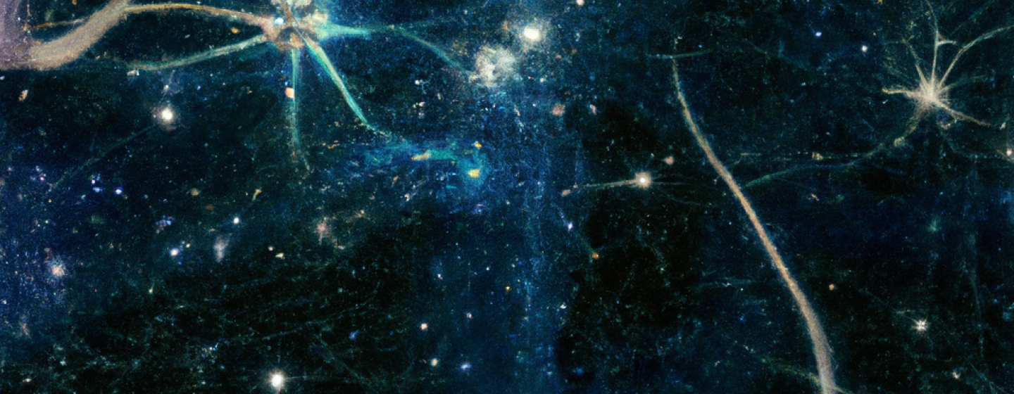 Neuronen in einer Galaxie, generiert von DALL-E