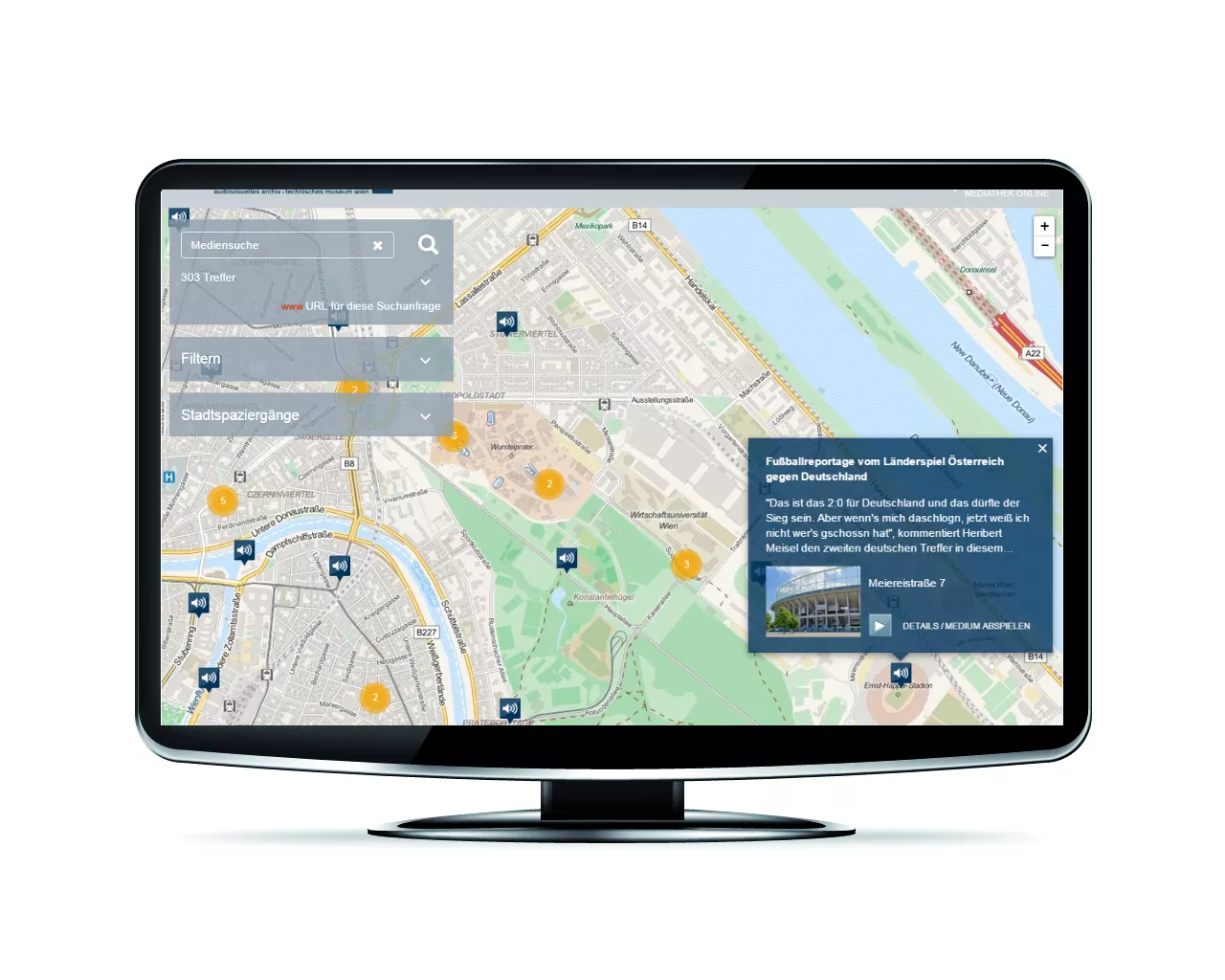 Screen Klänge und Videos Mediathek