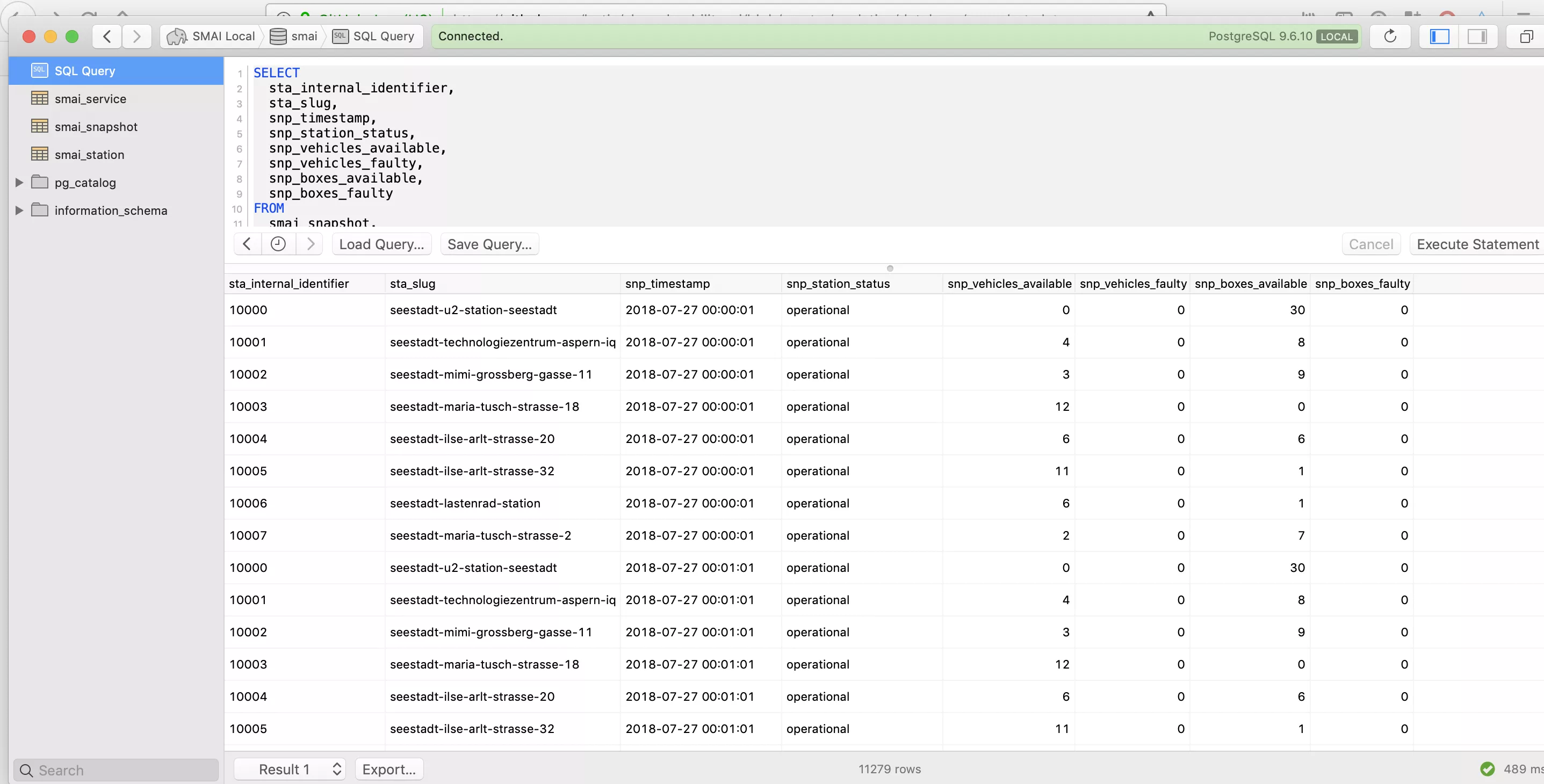 Screenshot der Datenbank