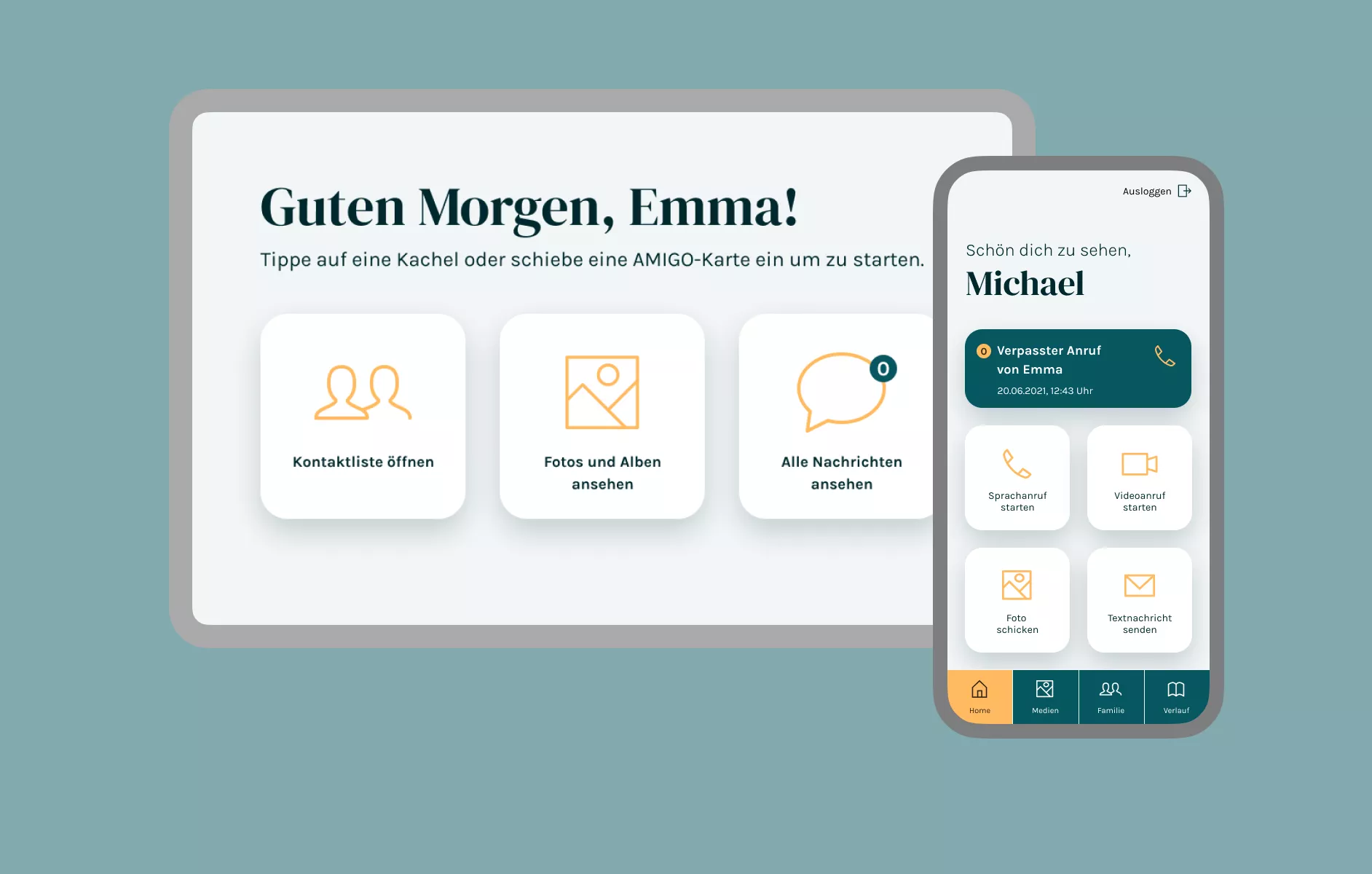 Homescreen der AmigoBox und AmigoApp