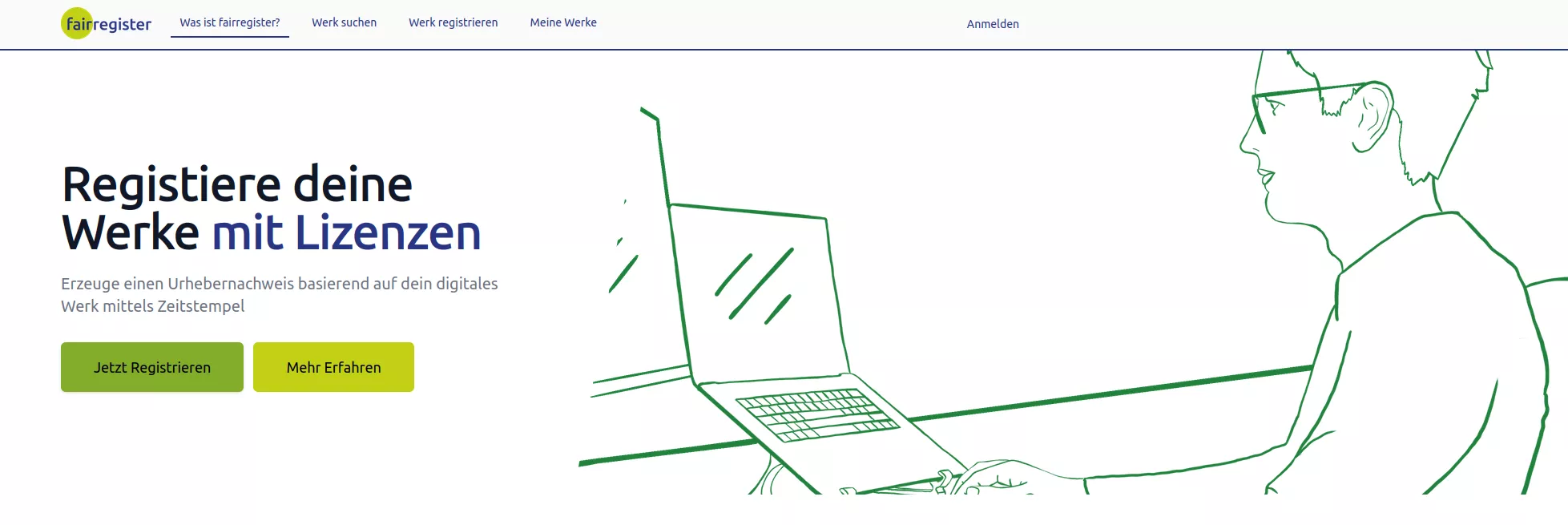 Screenshot von der Webseite zu fairregister