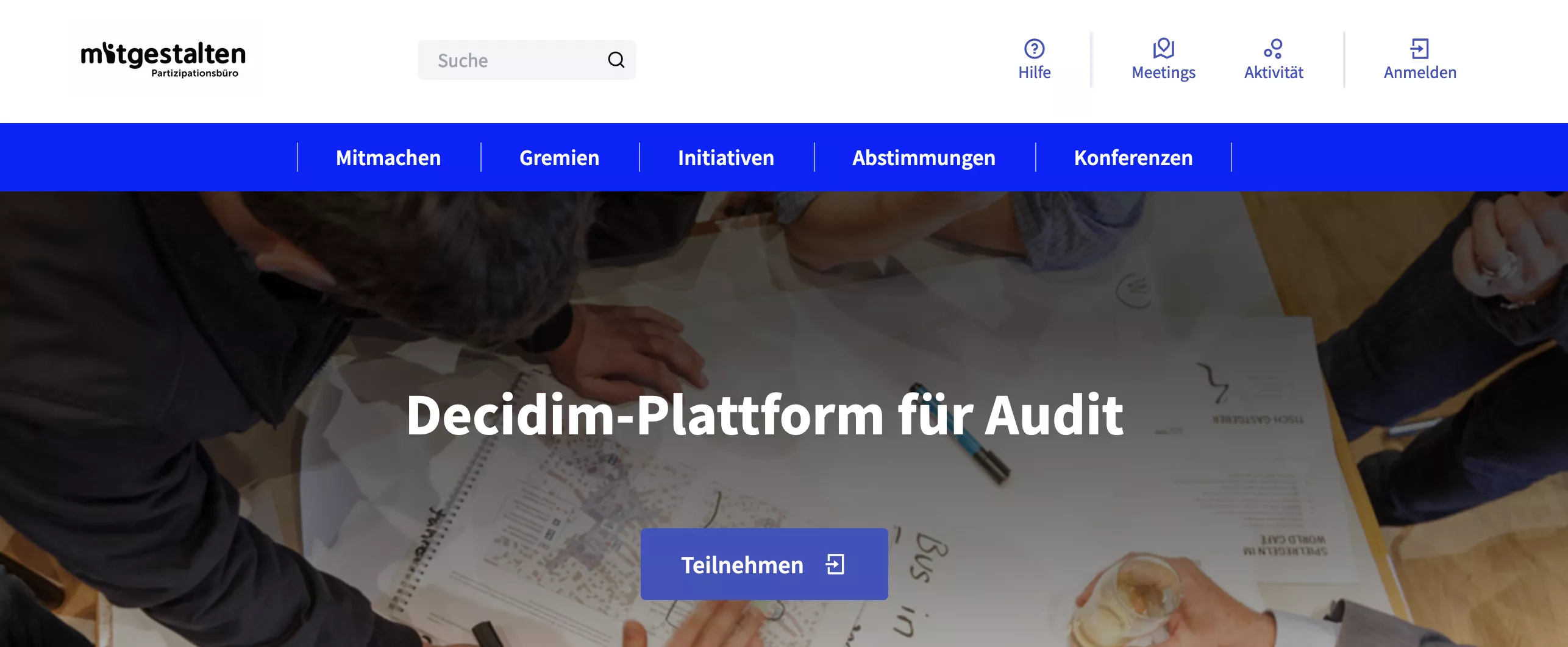 Screenshot der Decidim-Audit-Instanz
