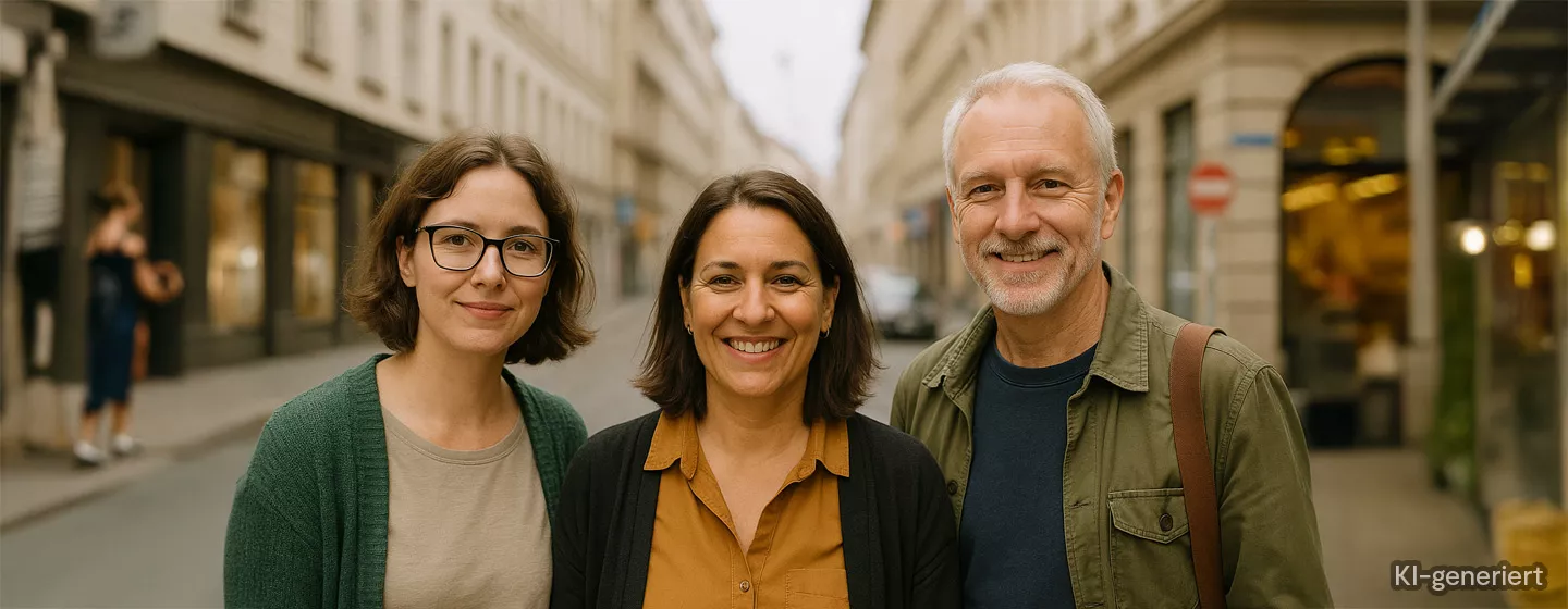 KI-generiertes Bild von 3 Personen, die unsere Personas darstellen sollen.