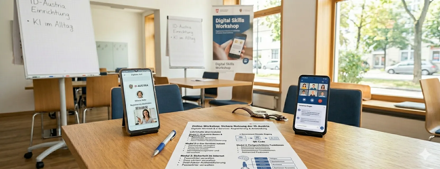 Lernen am Smartphone, digitale Themen, ID-Austria, QR-Code