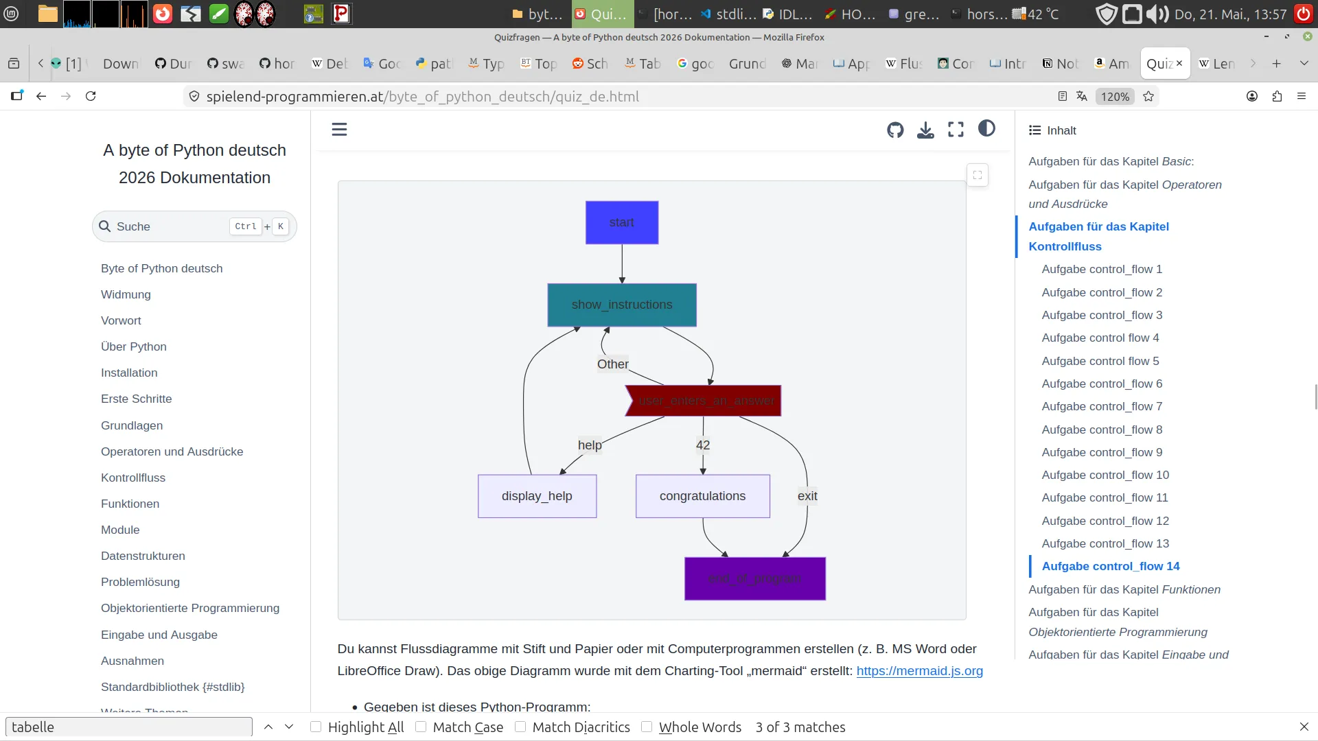 screenshot der deutschen Übersetzung von "A byte of Python". 