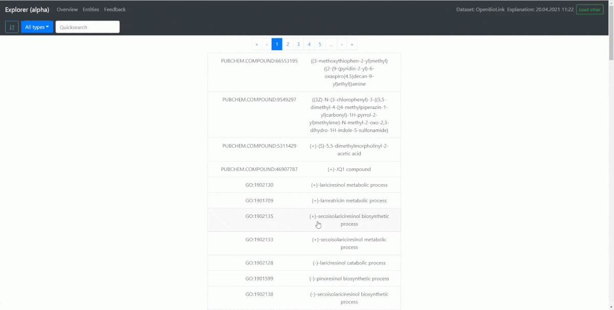 OpenBioLink explorer screenshot