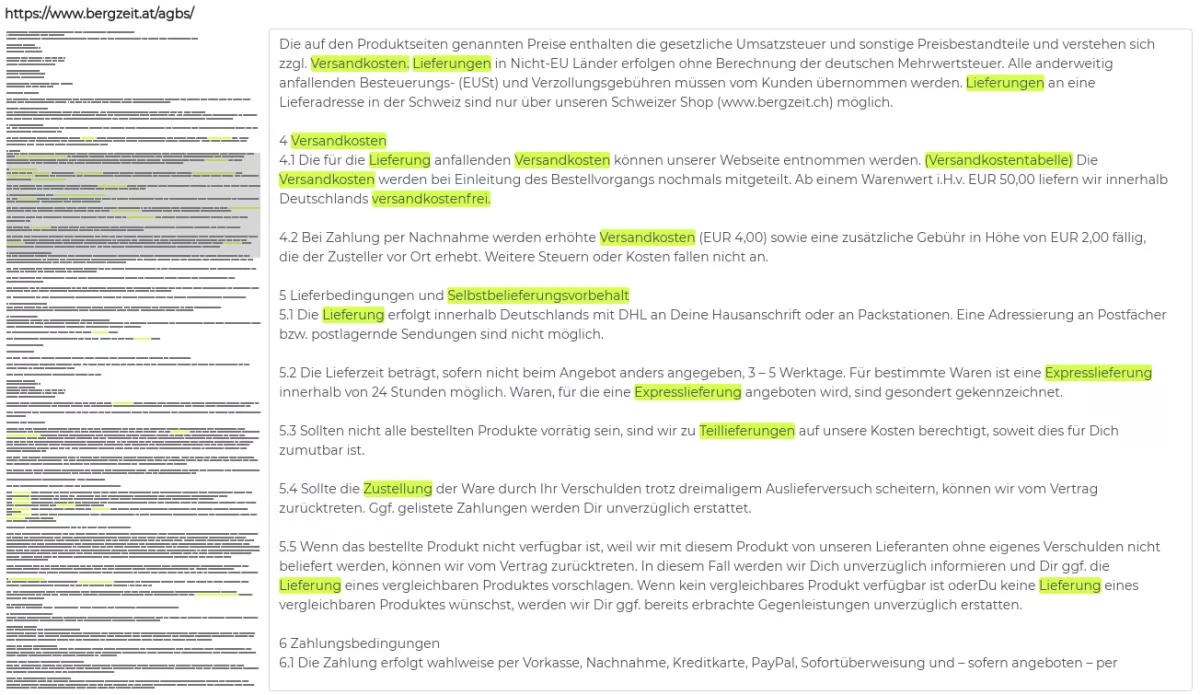 Ansicht der HighLighter Web App mit Highlights, Overview und Detail