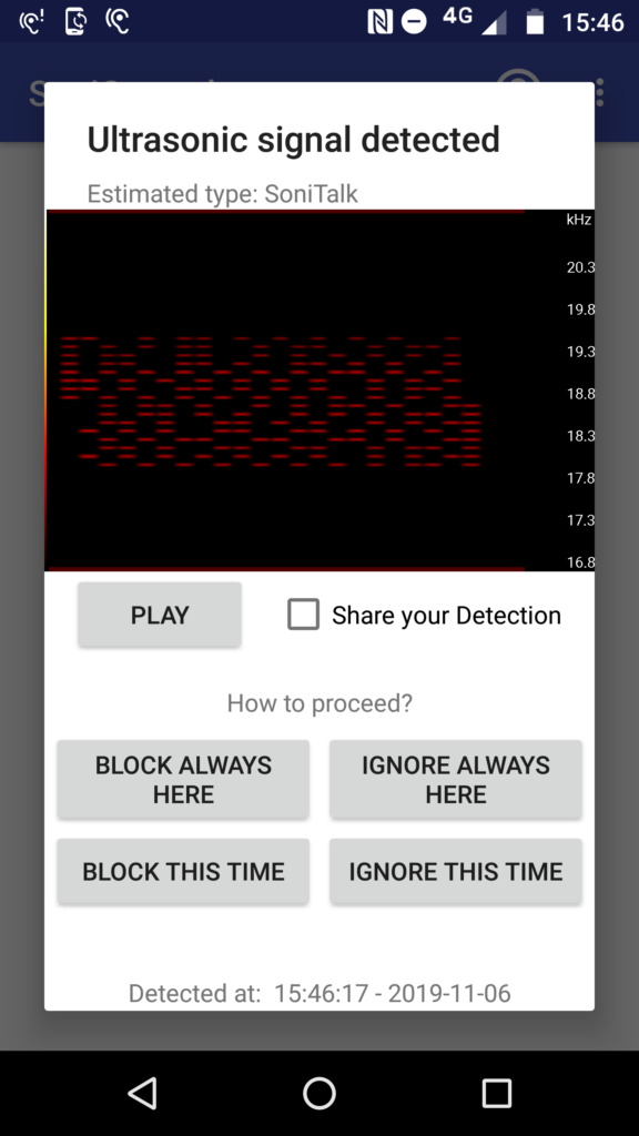 SoniControl 2.0 diagnostics dialog