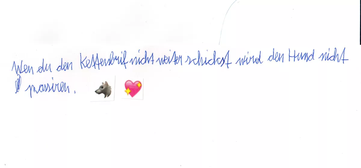 Antwort eines Kindes auf einen Kettenbrief