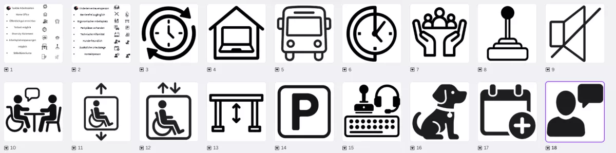 Übersicht verschiedener Benefits-Icons