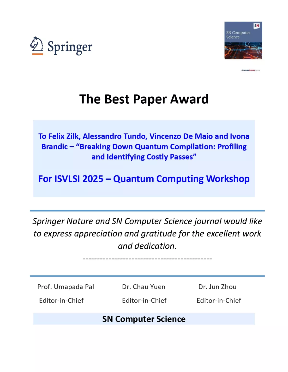 Best Paper Award