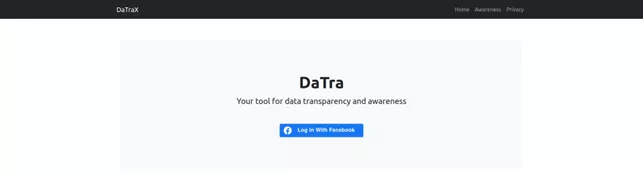 Website mit Button in der Mitte bei dem man sich über Facebook einloggen kann