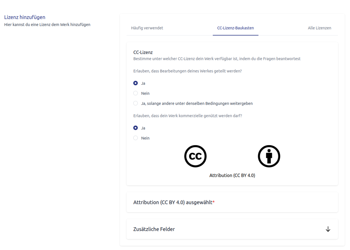Baukasten zur Auswahl einer Creative Commons Lizenz
