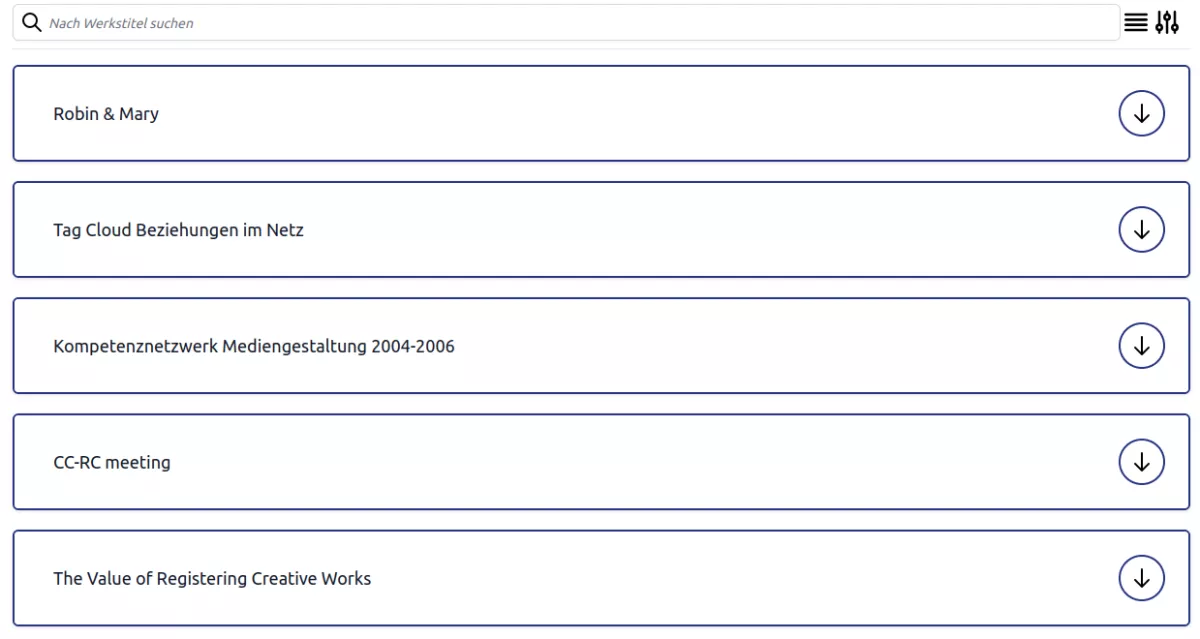 Screenshot zu Werk suchen