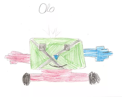 Skizze eines Volksschulkinds vom Chatbot