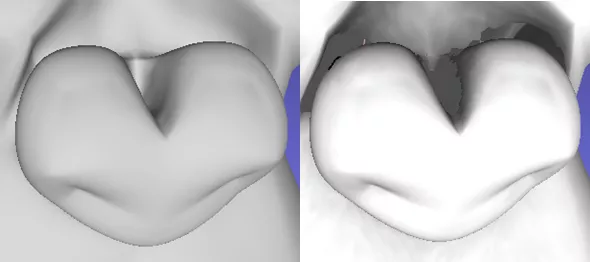 Original links, Hidden Removal mit Löchern