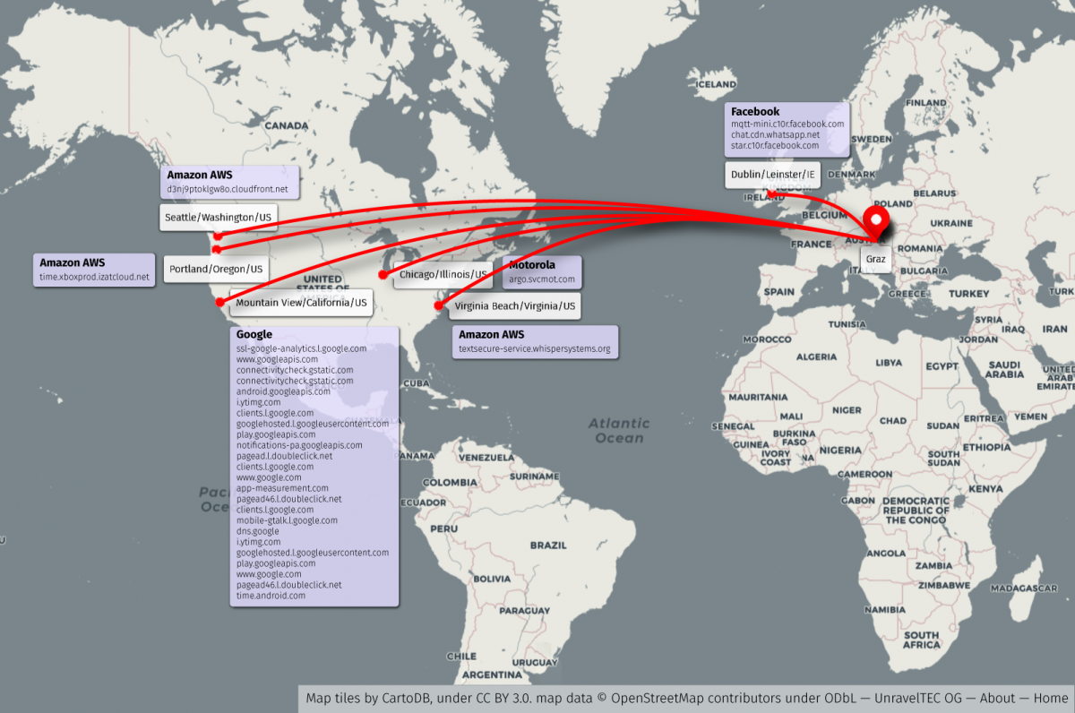 Weltkarte mit Netzwerkverbindungen von Android