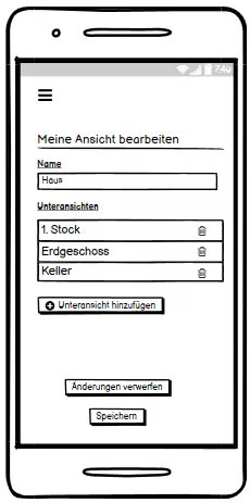 Smartphone-App - Meine Ansicht mit Unteransichten