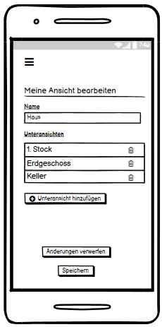 Smartphone-App - Meine Ansicht mit Unteransichten
