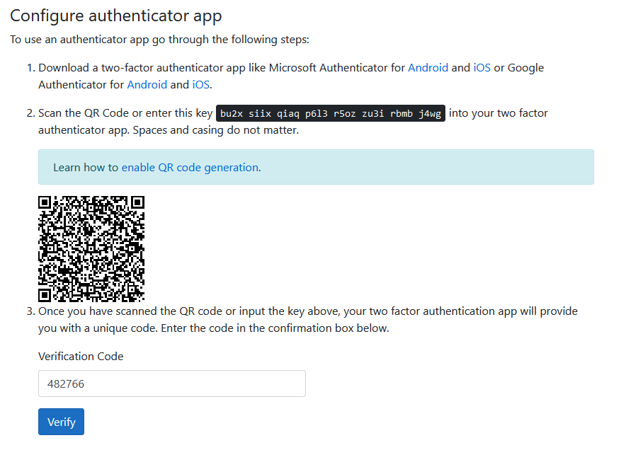 QR Code für Authenticator