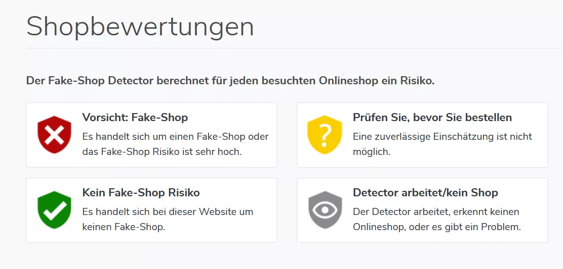 Shopbewertungen nach Ampelsystem