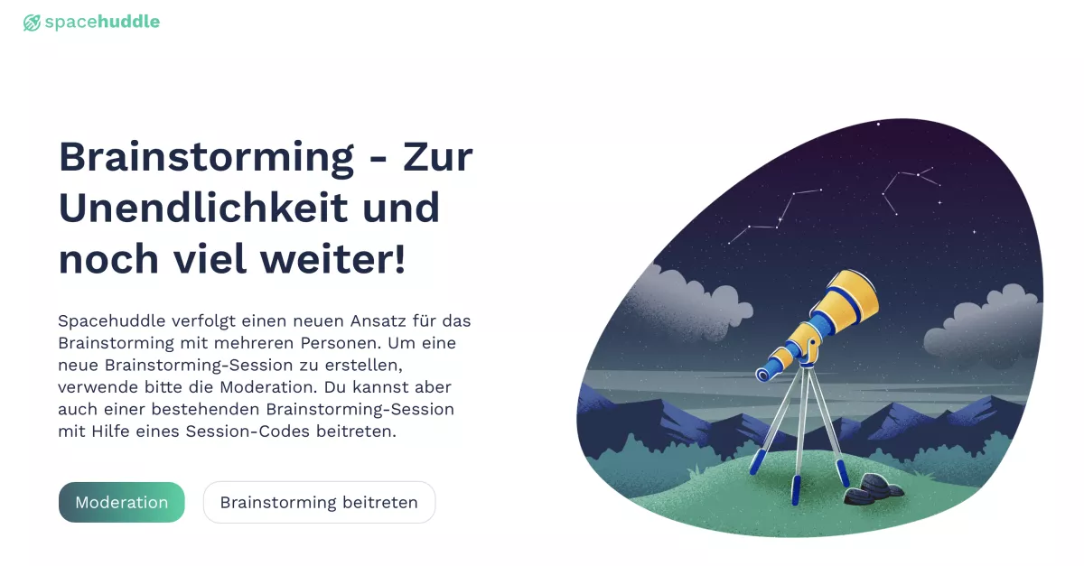 SpaceHuddle Startscreen