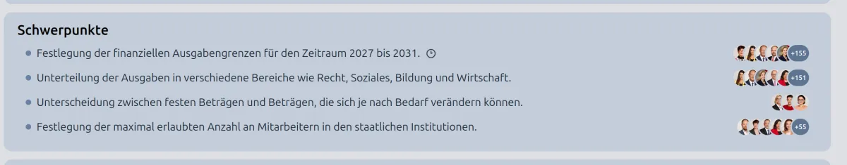 Relevante Reden zu den Antragsschwerpunkten