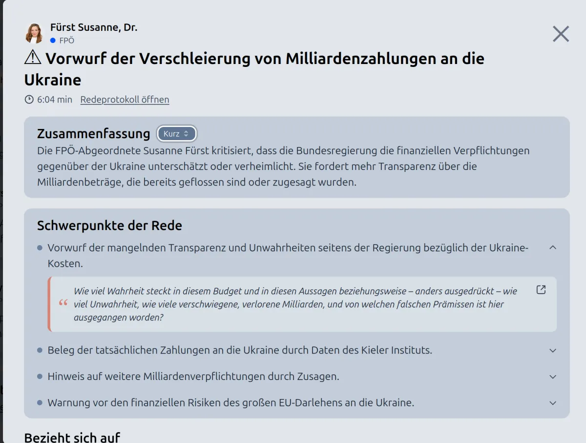 Detaildarstellung einer Rede