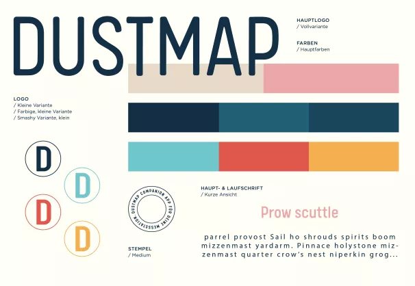 Die Farbgebung und die Logogestaltung des neuen Dustmap Auftritts.