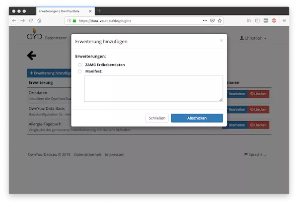 ZAMG Erdbebeninfo Erweiterung