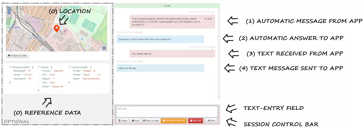 DEC112 PSAP Web-View Screenshot