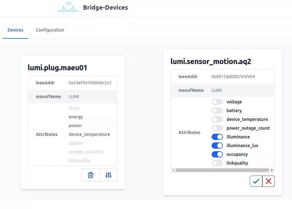 User interface for data filtering at the bridge unit