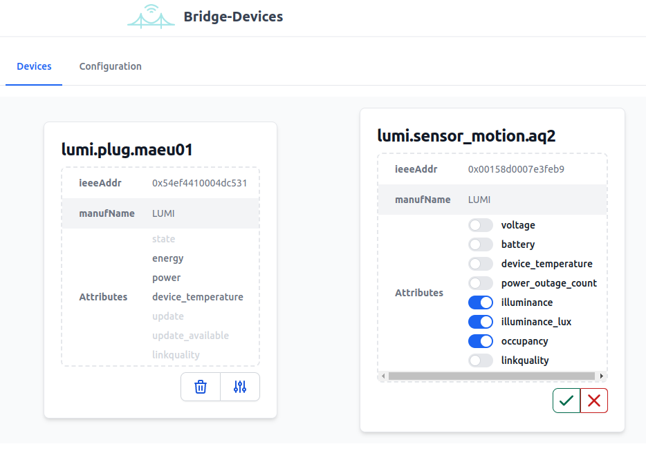 User interface for data filtering at the bridge unit