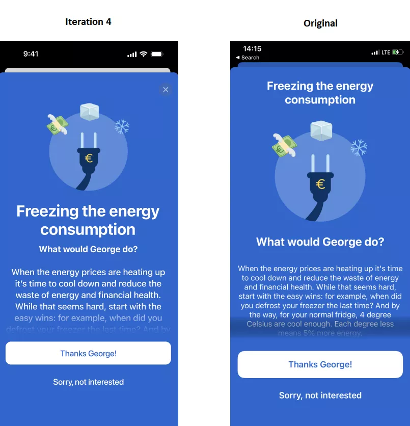 comparison final iteration and original