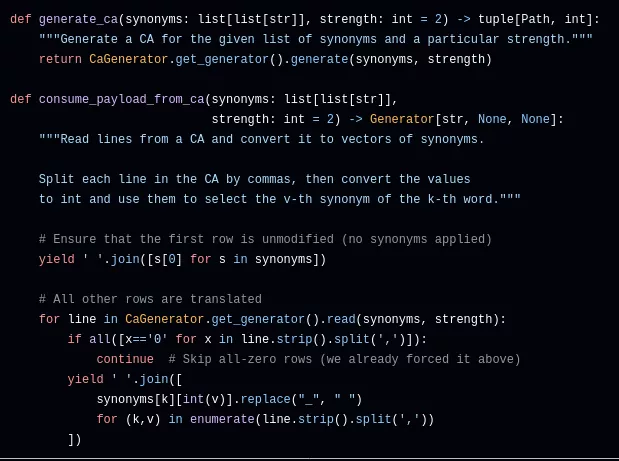 Source code of the generate_ca() method