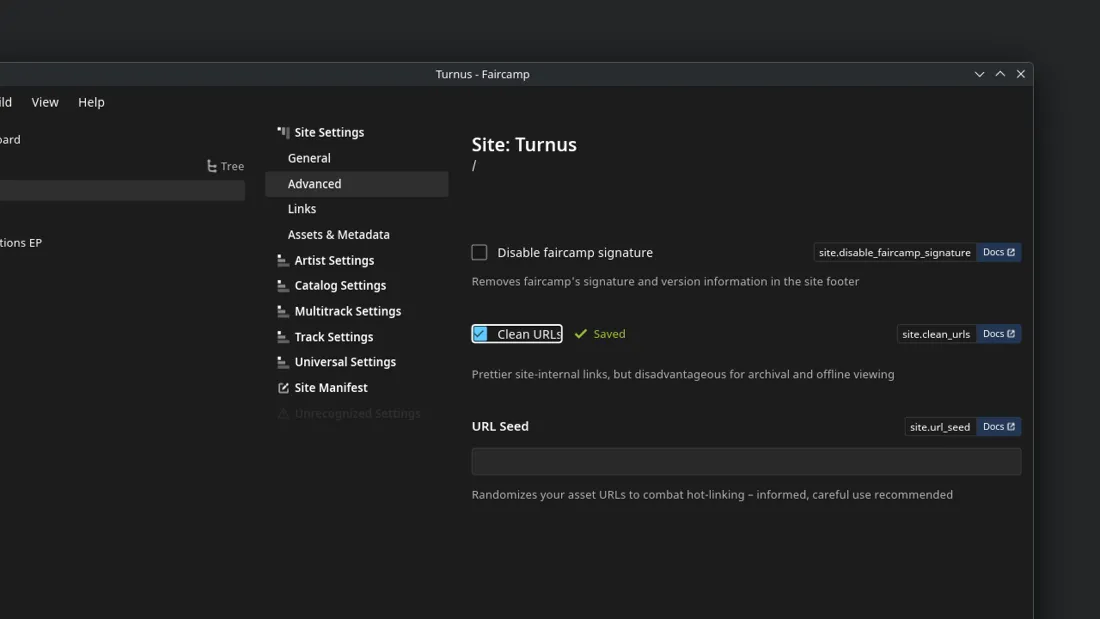 Keyboardnavigations-Outline um eine beschriftete Checkbox in der Faircamp Desktop Applikation