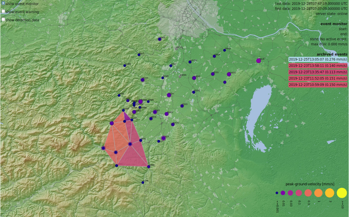Detektiertes Erdbeben am 25.12.2019.