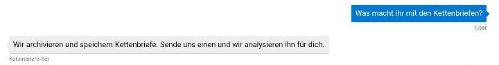 Screenshot einer Chatbot-Antwort