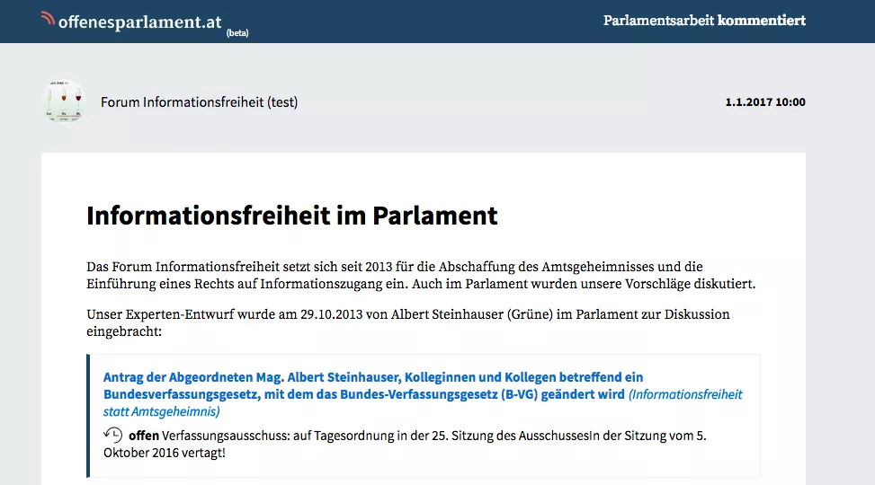 Vorschau der Kommentierfunktion im Frontend