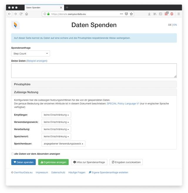 Website: Daten spenden