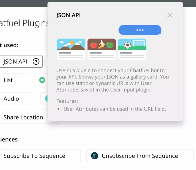 Chatfuel JSON API Plugin