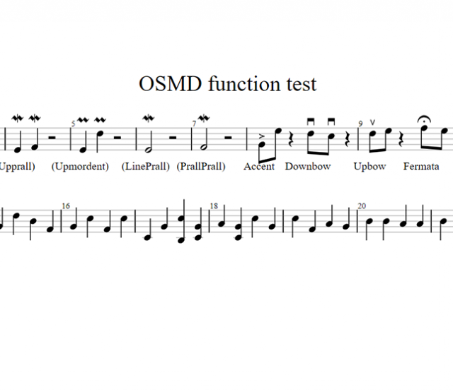 OSMD Funktionstest: Überblick über Ornamente, Artikulationen, Lyrics & Bindebögen