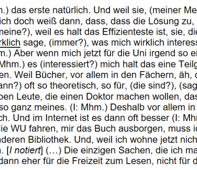 Textauszug eines Transkritps in Atlas.ti