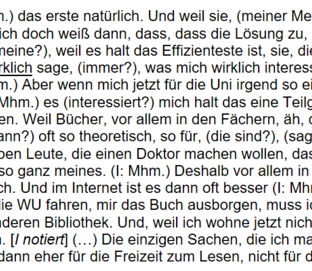 Textauszug eines Transkritps in Atlas.ti