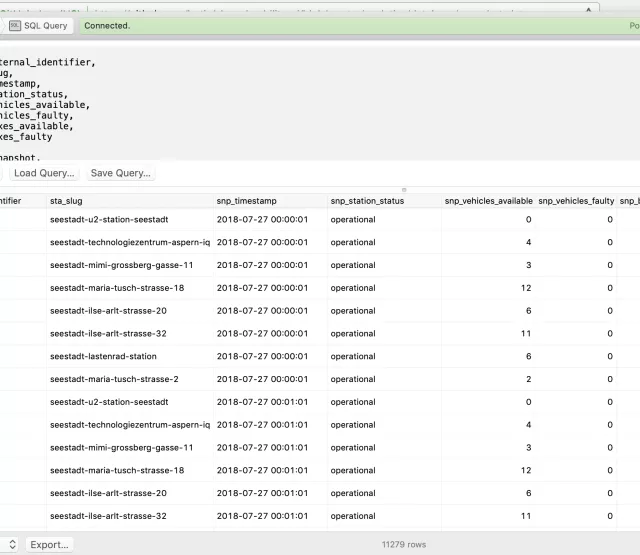 Screenshot der Datenbank