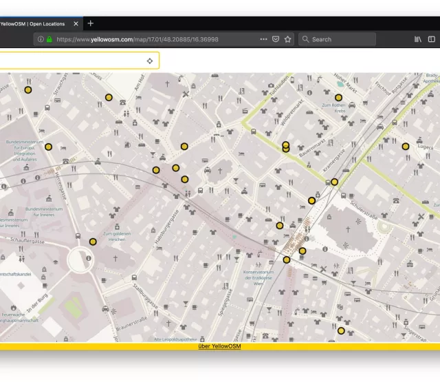 YellowOSM - Beispiel für eine Bankomatsuche