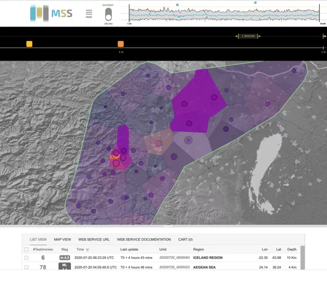 MSS Screendesign - Ansicht eines detektierten Ereignisses in der Karte.