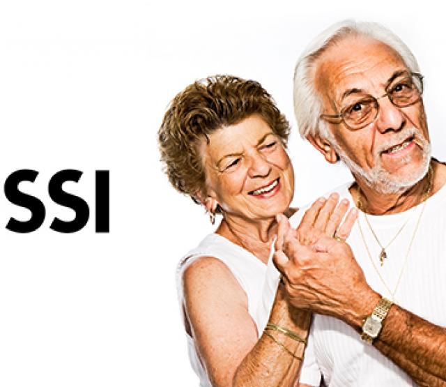 zwei Senior:innen umarmen sich. Logo: OSSI Austria