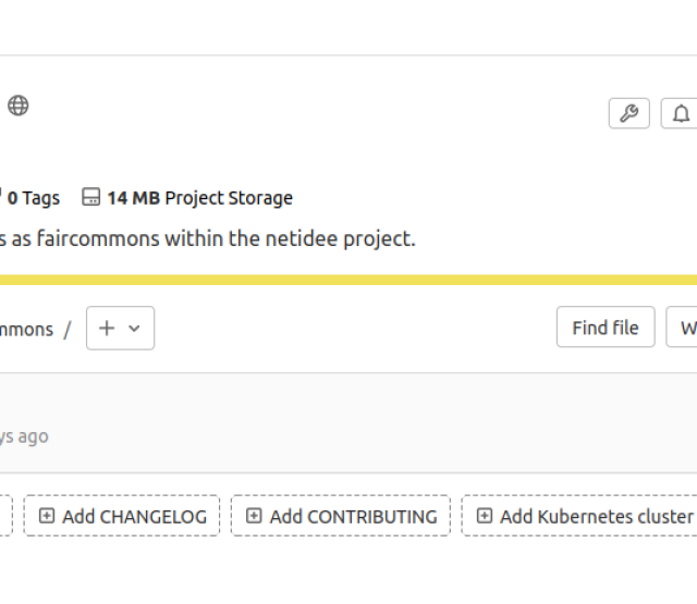 Screenshot von faircommons Projekt im GitLab